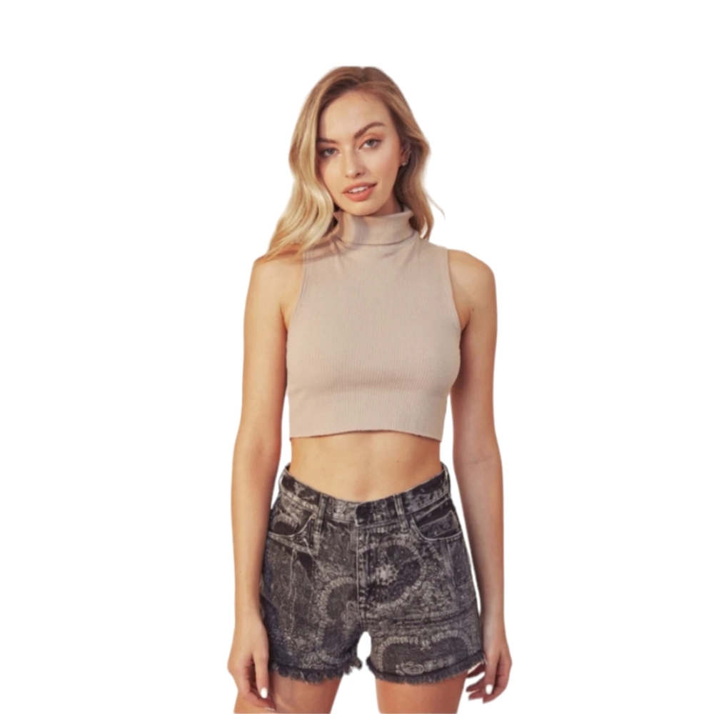 KanCan Bandana Babe Black Denim Jean Shorts Frayed Hem High Rise sz13/30